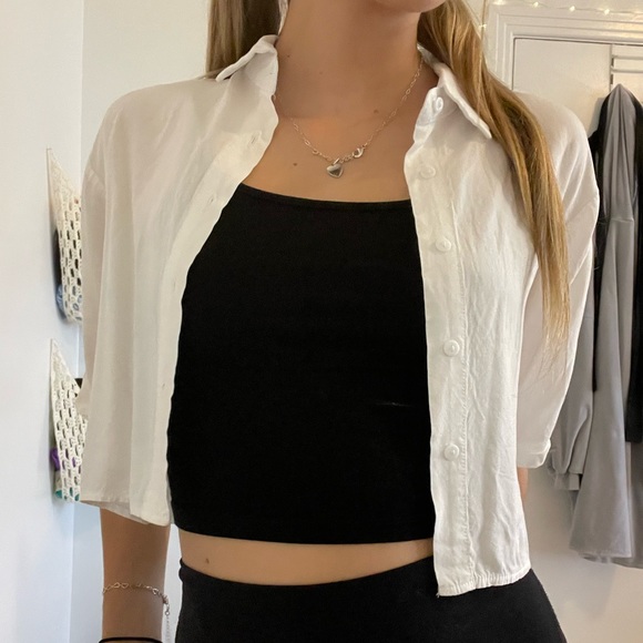Crop White button down vest - Picture 2 of 3